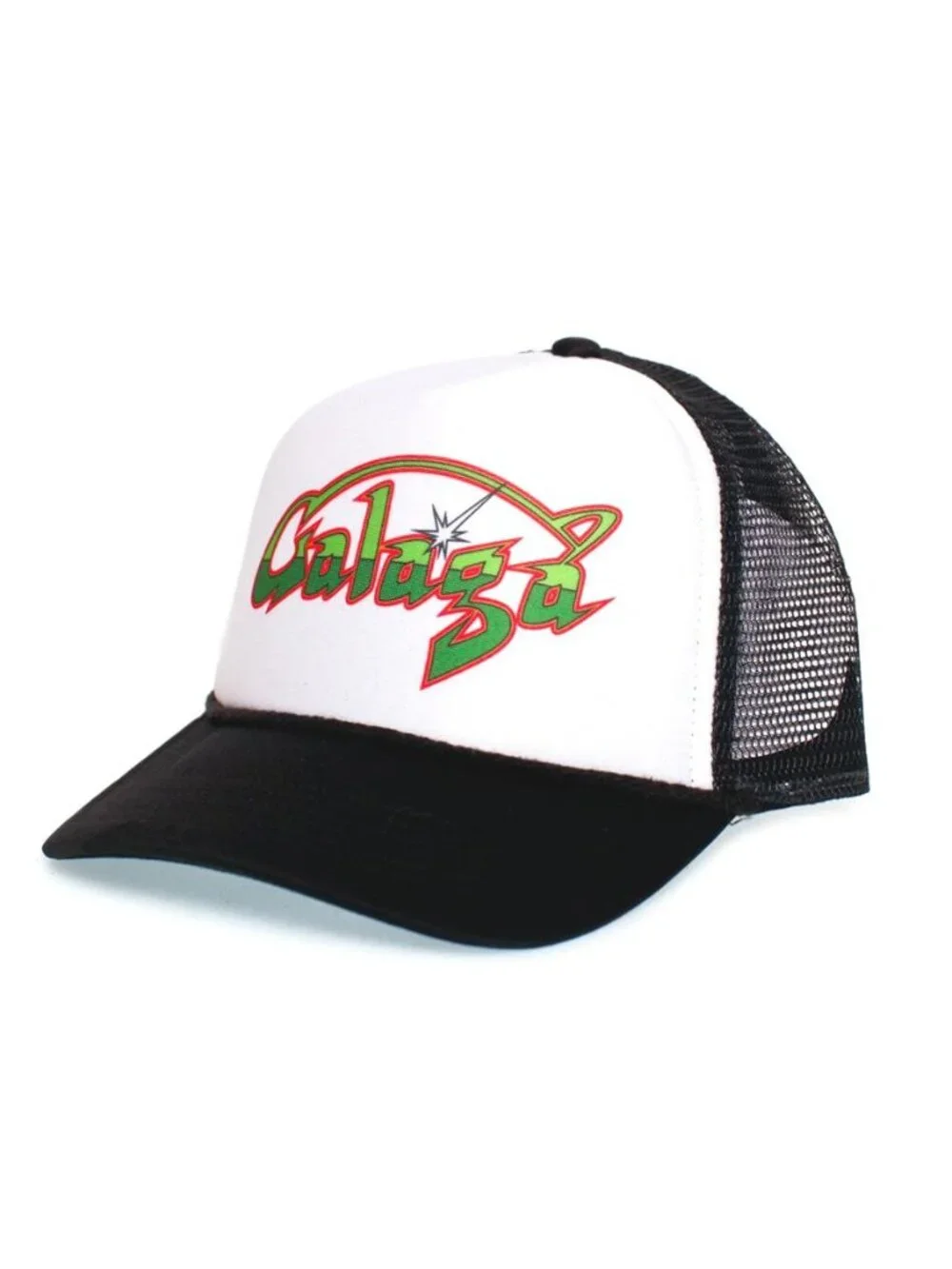 Galaga Arcade Logo Printed Black White Foam Rope Trucker Hat Snapback New 80s
